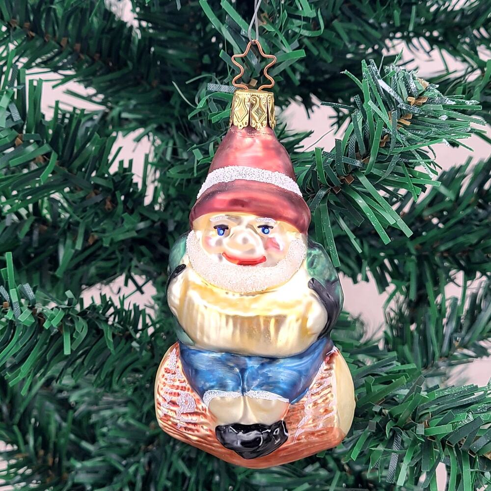 Old World Christmas GNOME Accordion Ornament Inge-Glas Germany Glass 4"
